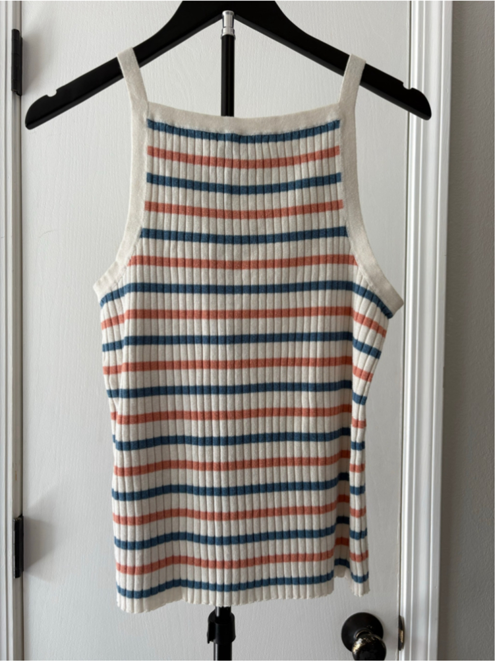 Madewell Striped Apron Sweater Tank Top Ribbed Knit Cotton Hemp Size M - Picture 3 of 9
